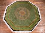 SIL1828 5X5 PURE SILK ROUND PERSIAN GONBAD QUM RUG