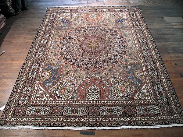 SIL257 10X13 FINE PERSIAN GOMBAD TABRIZ RUG