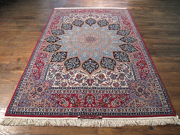 SIL259 6X9 FINE PERSIAN GONBAD ISFAHAN RUG