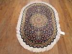 SIL1902 2X3 PURE SILK PERSIAN OVAL QUM RUG