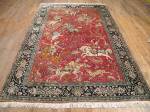 SIL1903 5X7 PURE SILK PICTORIAL PERSIAN QUM RUG