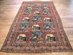 SIL2060 5X7 ANTIQUE PERSIAN PICTORIAL SENNEH RUG