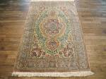 SIL2107 3X5 PURE SILK PERSIAN QUM RUG