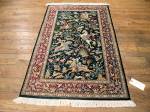 SIL2144 3X4 PURE SILK PERSIAN QUM HUNTING RUG