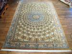 SIL2747 8X12 PURE SILK PERSIAN QUM GONBAD RUG