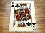 SIL2776 4X6 PERSIAN QUM RUG KING OF CLUBS