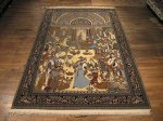 SIL167 8X11 FINE PERSIAN PICTORIAL QUOM RUG