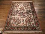 SIL834 4X5 PURE SILK PERSIAN QUOM RUG ANIMAL SCENE