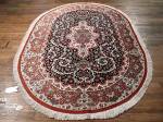 SIL839 5X7 PURE SILK OVAL PERSIAN QUOM RUG