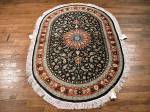 SIL876 3X5 PURE SILK OVAL PERSIAN QUOM RUG AHMADI