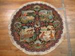 SIL902 4X4 ROUND PERSIAN PICTORIAL TABRIZ RUG