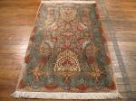 SIL948 3X4 PURE SILK PERSIAN GONBAD QUM RUG