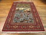 SIL1045 4X6 PERSIAN PICTORIAL QUOM RUG