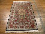 #1021 3x4 Silk Persian Rug. High Quality Genuine Silk Persian Rugs from Qum or Qom.